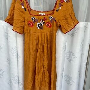 Madewell Mustard Ruffled Sundress with Flutter Sleeves